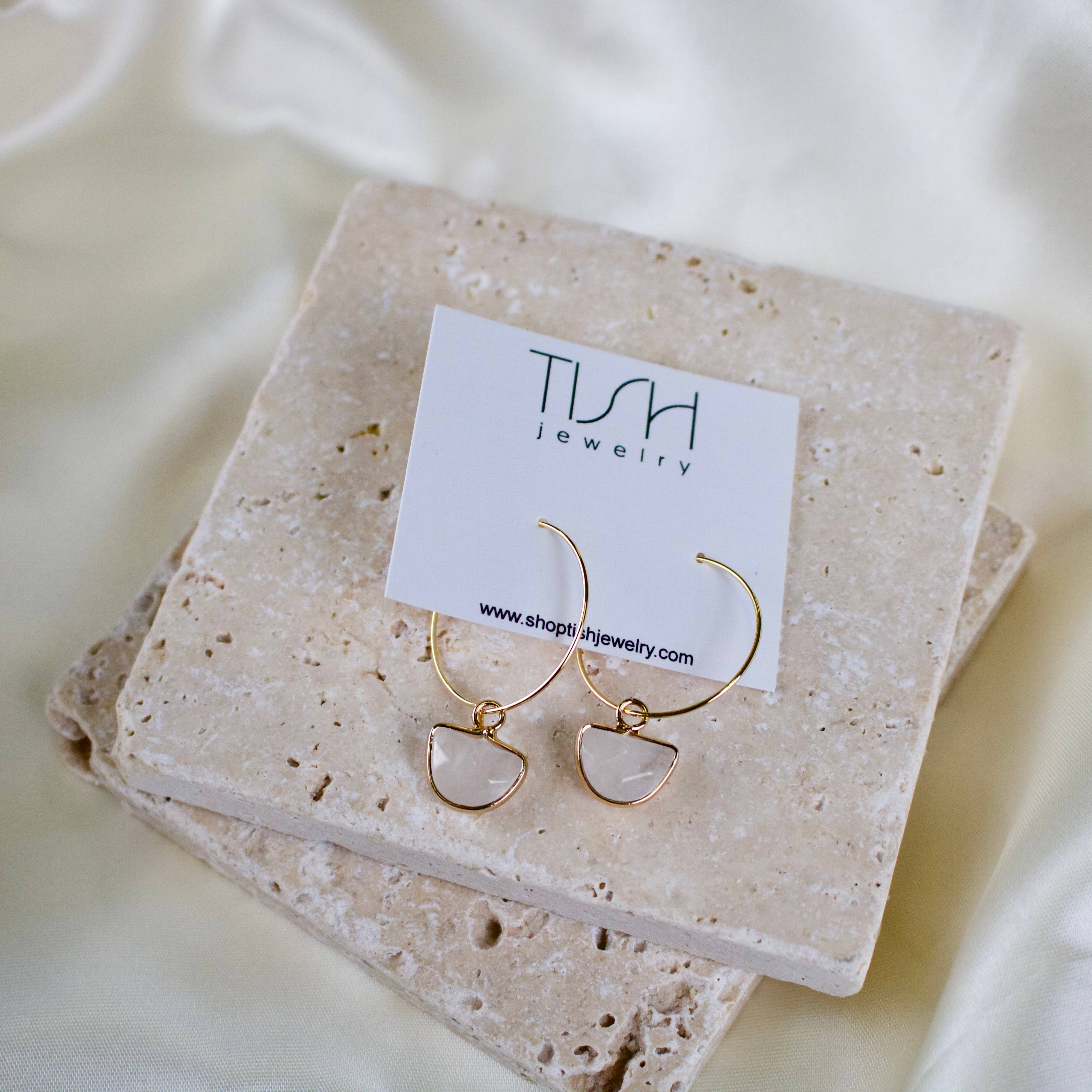 TISH jewelry - Wholesale Hoop Earrings - Aura // Clear Quartz Crystal Hoop Earrings8