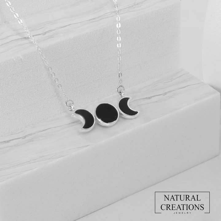 Natural Gemstone Sun-Moon Necklace for Women in 925 Silver for wholesale by Nature Crafts