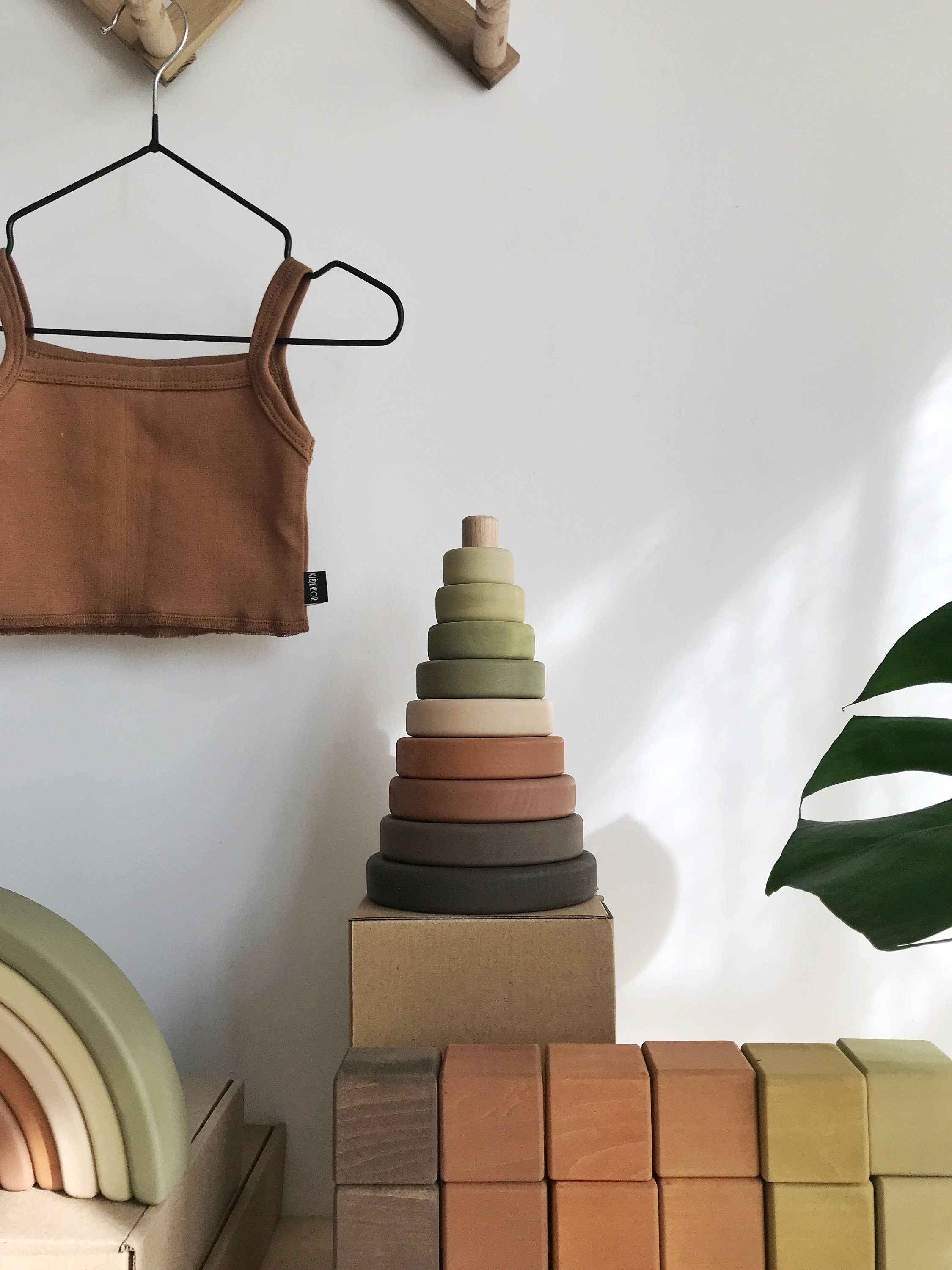 SABO concept - Wholesale Stacking Rings Game - Baby - Wooden Ring Stacker Toy Stacking Toy Baby Gift Olive Rings6