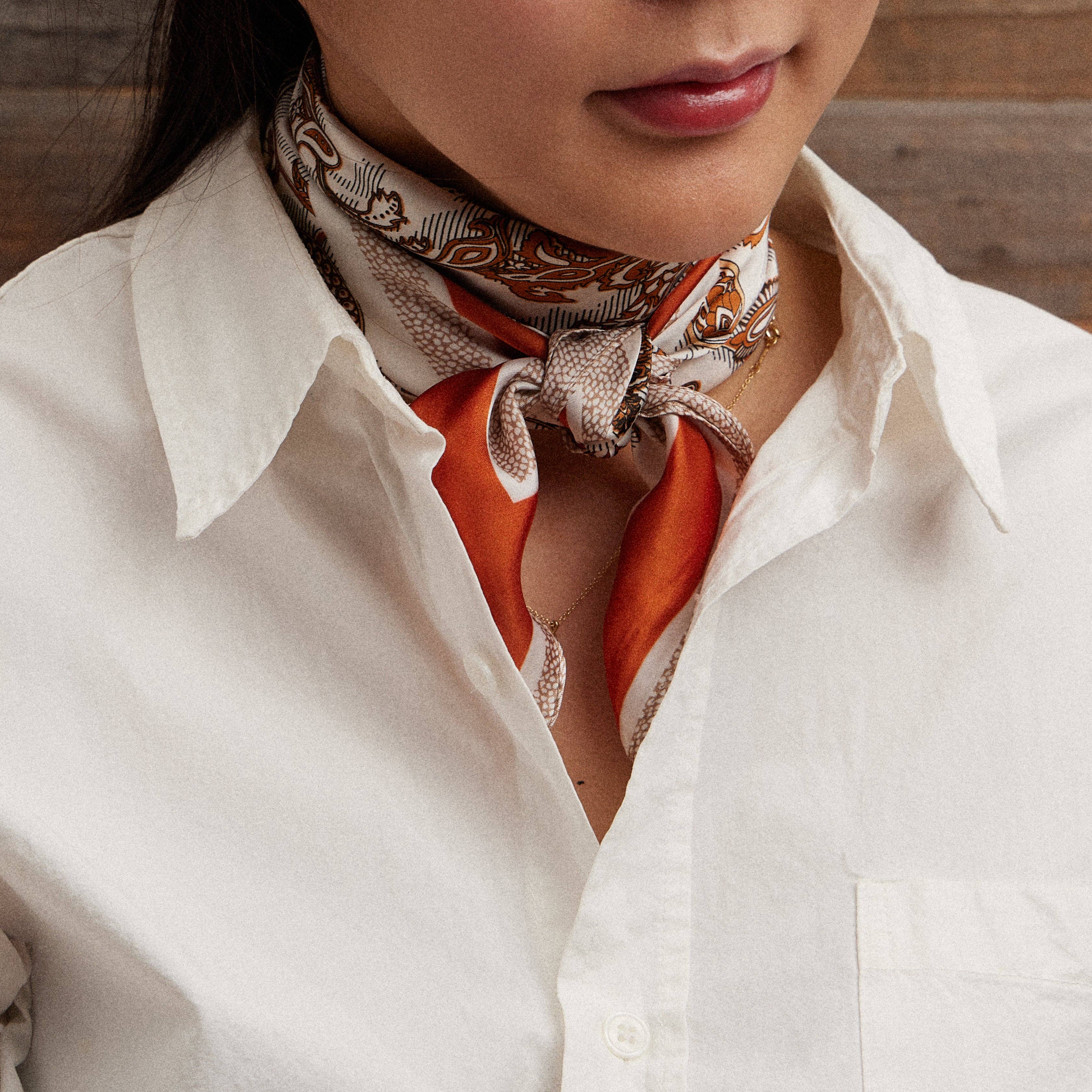 Frem - Wholesale Scarf - Women's - Retro Paisley Silk-Feel Square Scarf for Timeless Look3