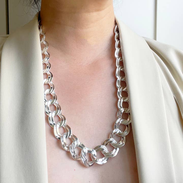 Melange Blanc - Wholesale Link & Chain Necklace - harper silver chunky chain necklace, large chain necklace