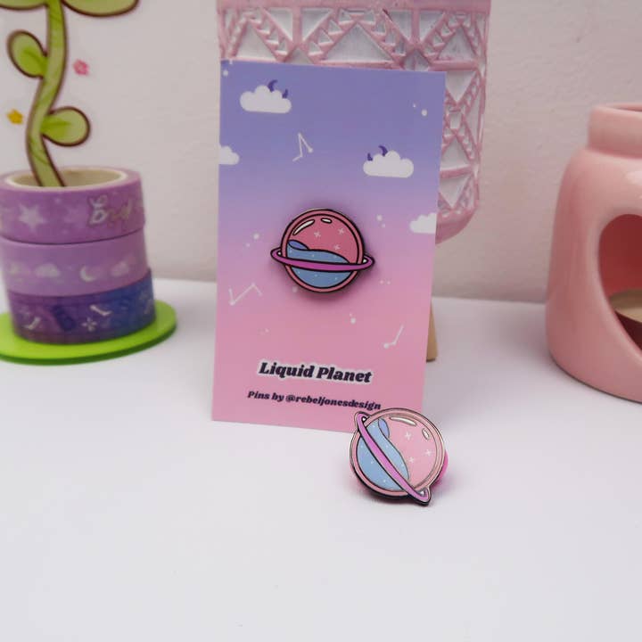 RebelJones - Wholesale Lapel Pin/Button - Liquid Planet, Mini Pin