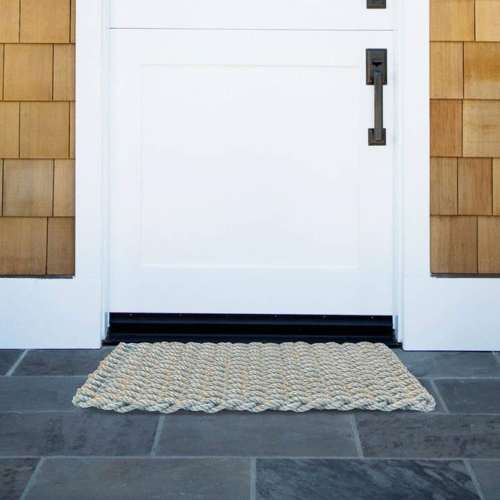 Wicked Good Doormats - Wholesale Door Mat - Lobster Rope Outdoor Doormat: Silver & Sand Double Weave2