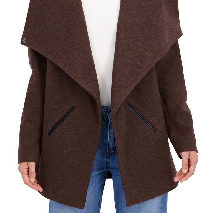 Dark Brown Vegan Cashmere Drape Jacket for wholesale on Faire0