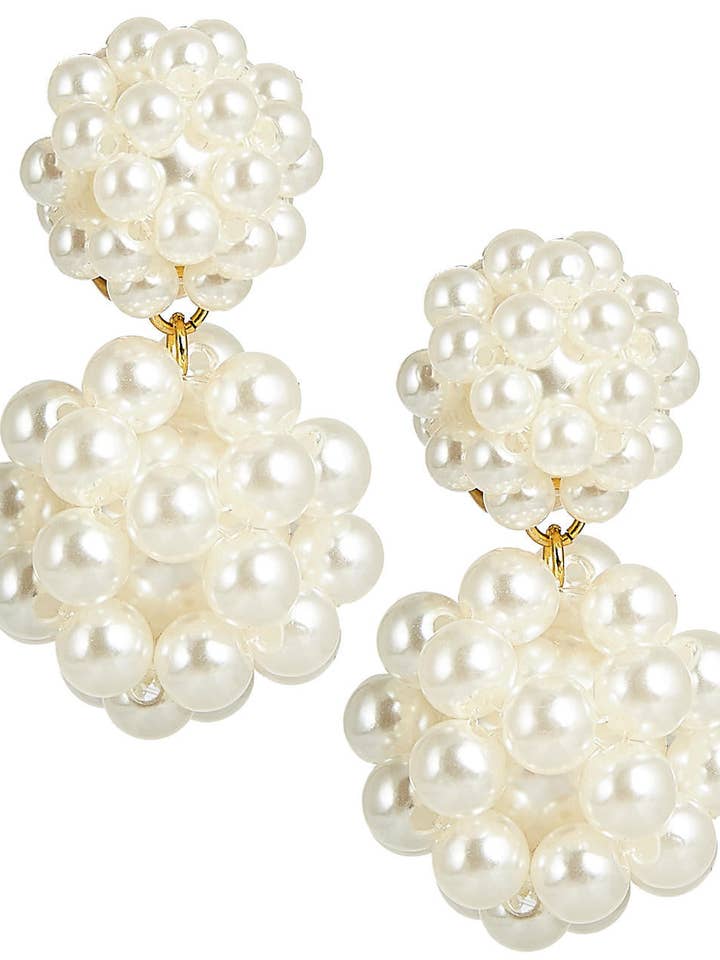 Kate Cluster Pearl Large Statement - Earrings - Belle of the Ball - 18k Gold Plated - WS for wholesale by Lisi Lerch