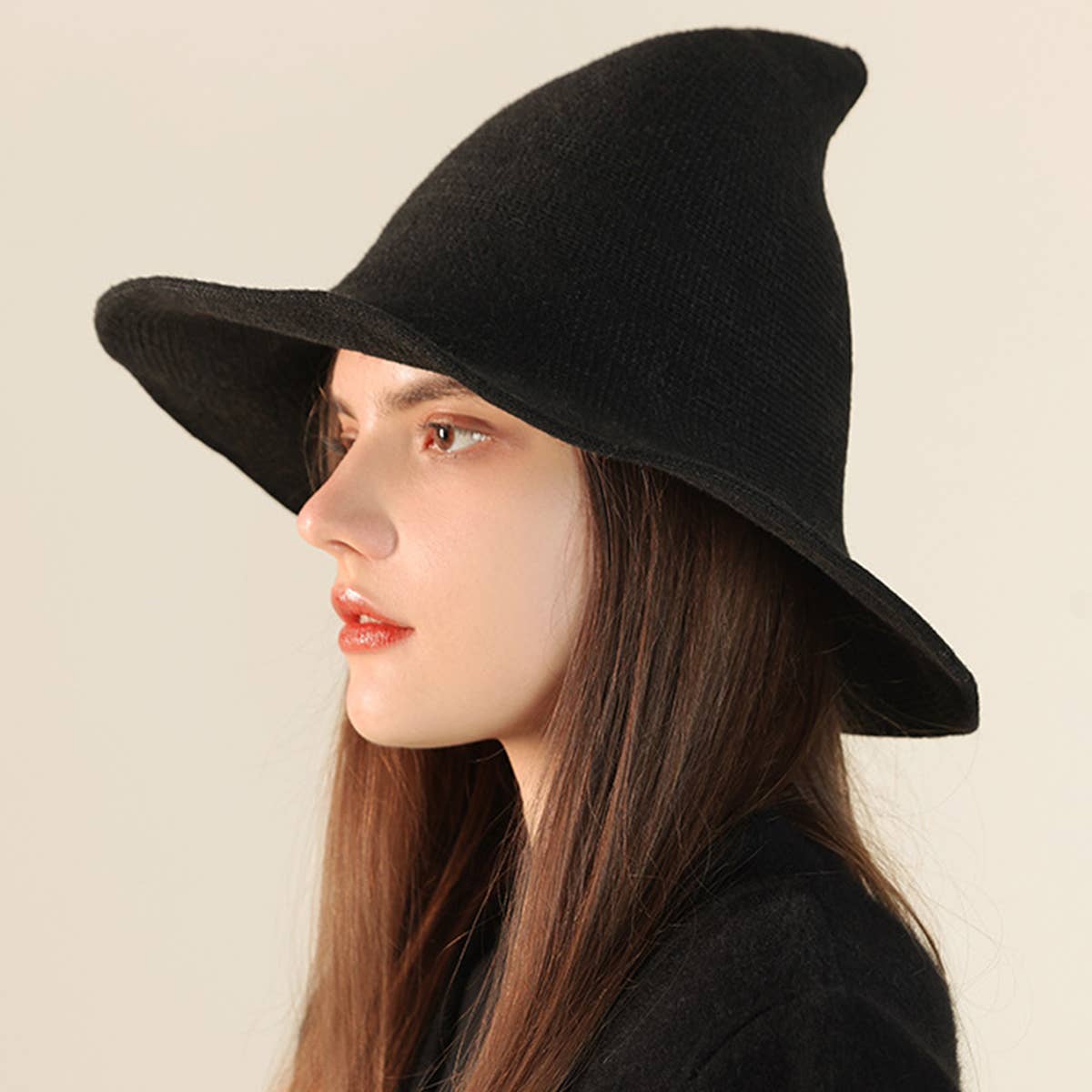 ACCITY - Wholesale Cloche Hat - Women's - Halloween Pointed Witch Hat, Knit & Foldable_CWAH061717