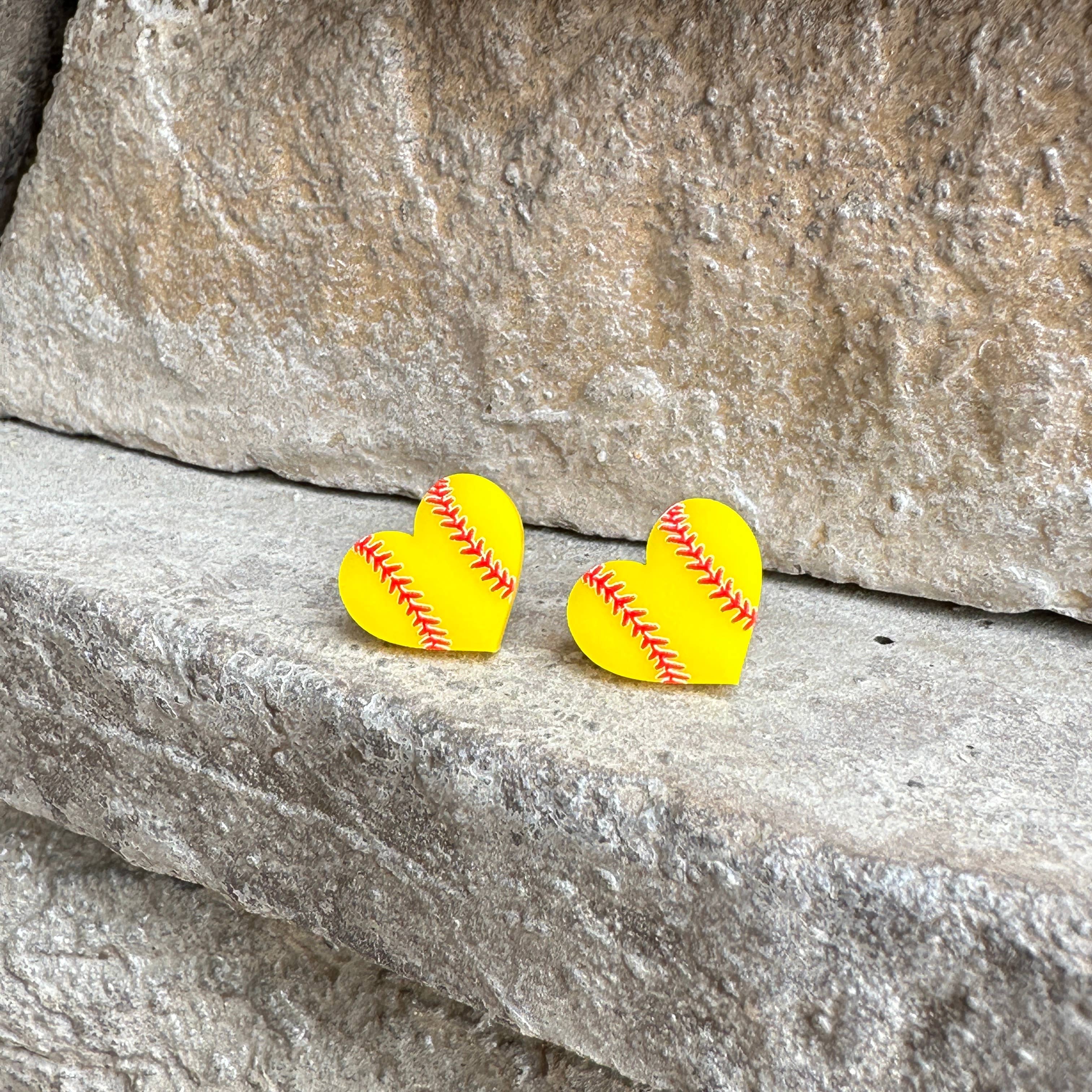Laser & Color Designs LLC - Wholesale Stud/Post Earrings - Softball Acrylic Stud Earrings, Sports Earrings3