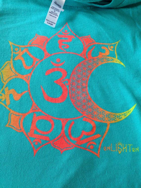Enlighten - Wholesale Screen Printed T-Shirt - Women's - Sun And Moon Chakras Sacred Geometry Clothing by Enlighten3