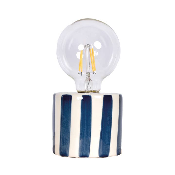 Blue Stripe LED Decoration with Batteries D8.8 H17.5cm for wholesale by Opjet Paris