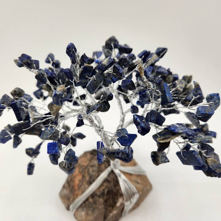 Meraki Gemstones - Wholesale Spiritual Stone/Crystal - Gemstone Tree -Lapis Lazuli/Smoky Quartz Base w/Silver Wire