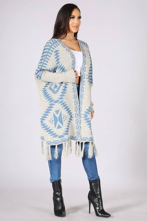 Oceanus Apparel - Vente Cardigan – femme - OUG10622-SP Cardigan en tricot poncho tribal à franges11