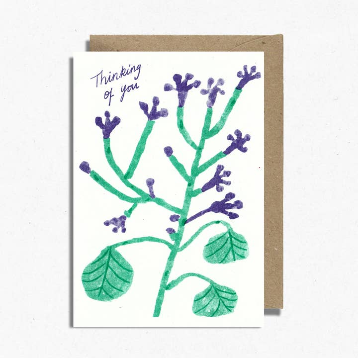 'Thinking of You' Card | Risograph Printed | Sympathy Card for wholesale by Hot Pink Press