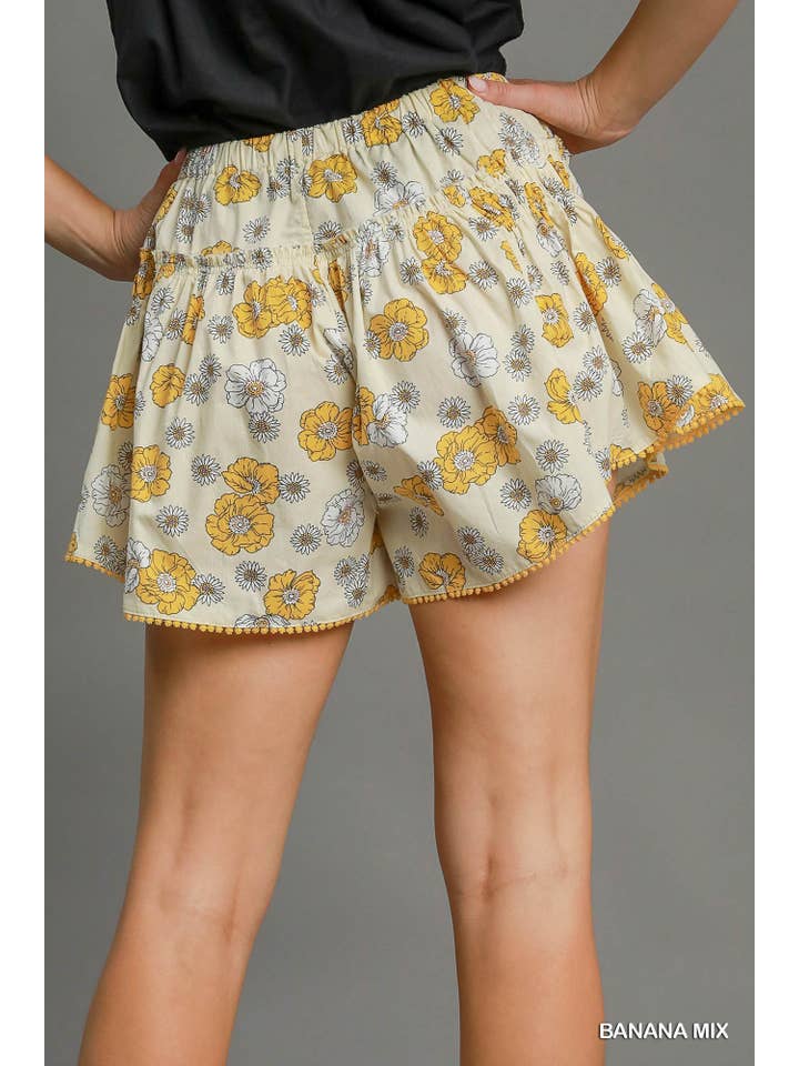 Vanilla Monkey - Wholesale Shorts - Women's - Floral Print Shorts With Gathered Details3