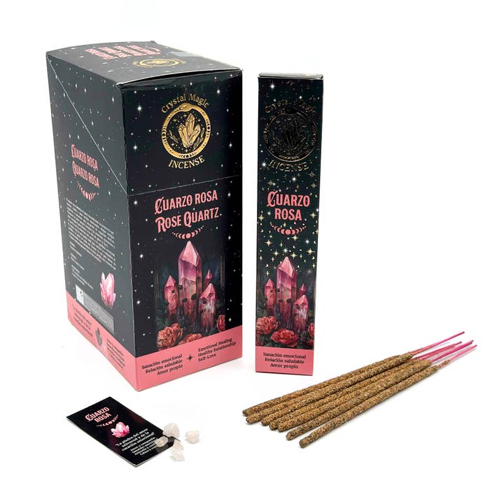 Incienso Magia Cristales Cuarzo Rosa 15gr (12unid) para venta al por mayor de Esoterica Arte