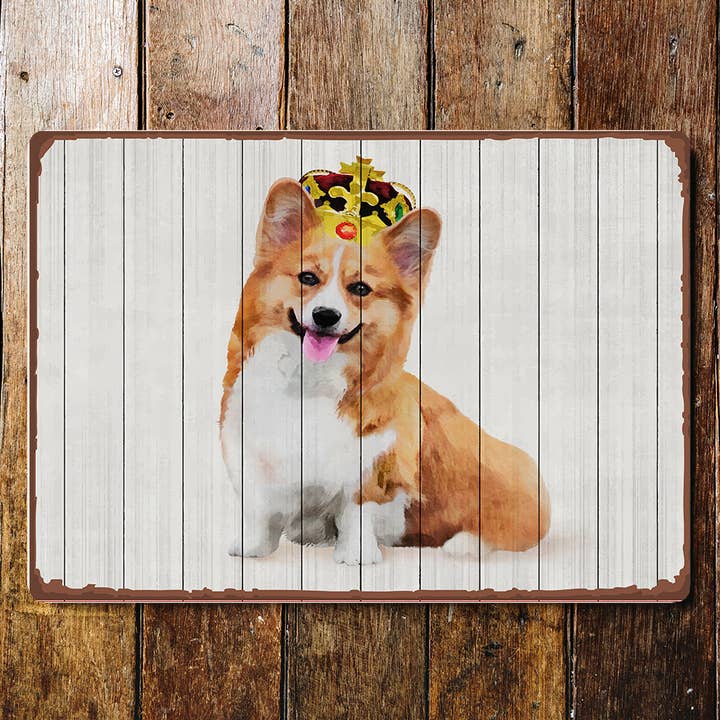 The British Metal Signs Company – wholesale Skylt – Corgi Dog Crown Djur - Metall Väggskylt