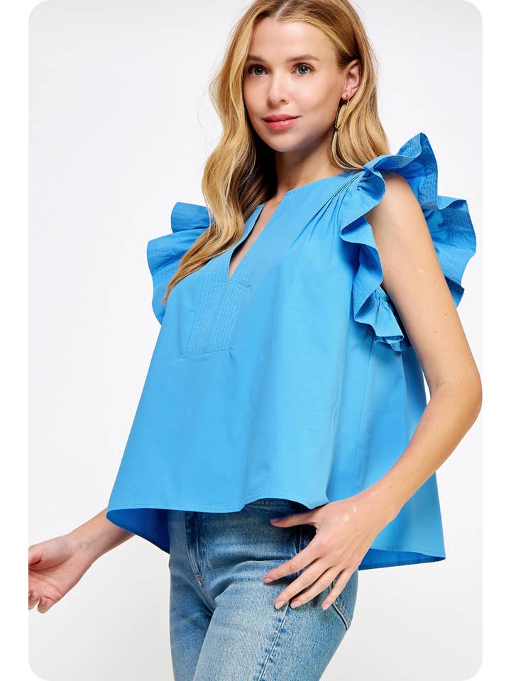 Strut & Bolt - Wholesale Blouse - Women's - Flutter Ruffle Sleeve Poplin Top18