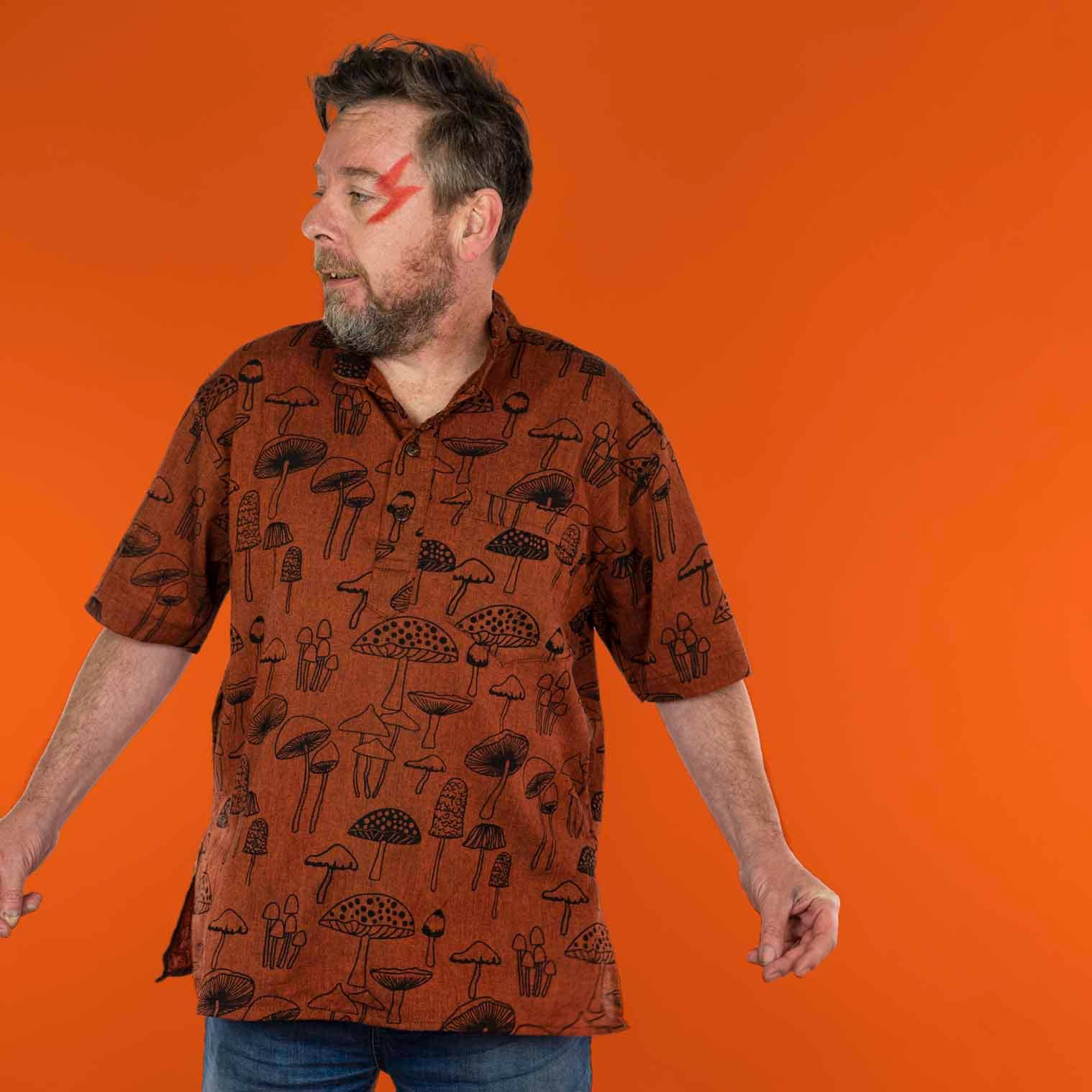 Siesta – wholesale Buttoned-down shirt – Men's – Mushroom Print Short Sleeved Kurta3