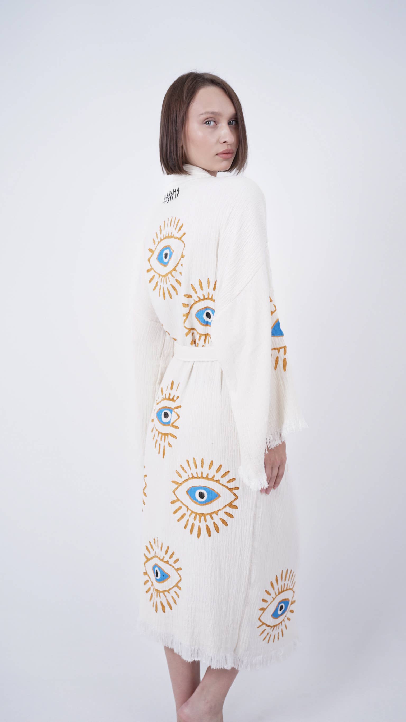 Bodho - Wholesale Kimono - Dames - Handgemaakte Boho Festival Kimono met Boze Oog, Boho Strandkleding11