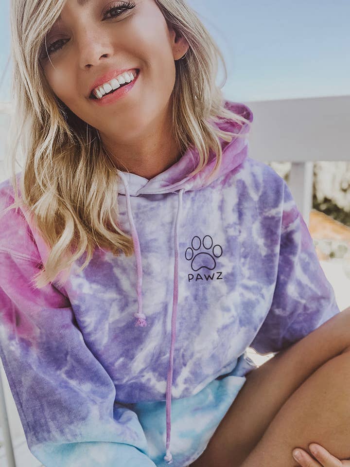 PAWZ - Wholesale Hoodie - Women's - Black Classic Print Cotton Candy Tie Dye Hoodie