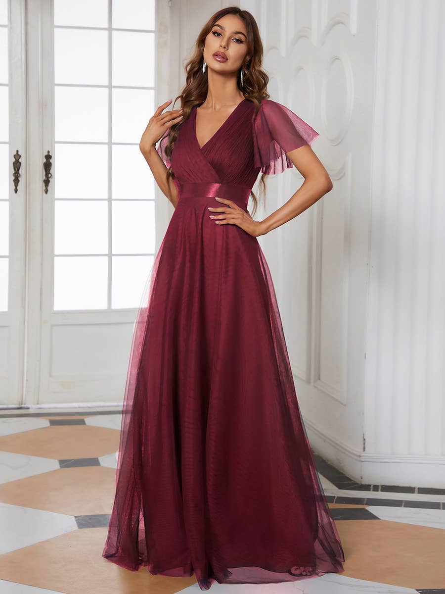 Ever-Pretty - Vente Robe de soirée – femme - Robe de demoiselle d'honneur trapèze à col en V6