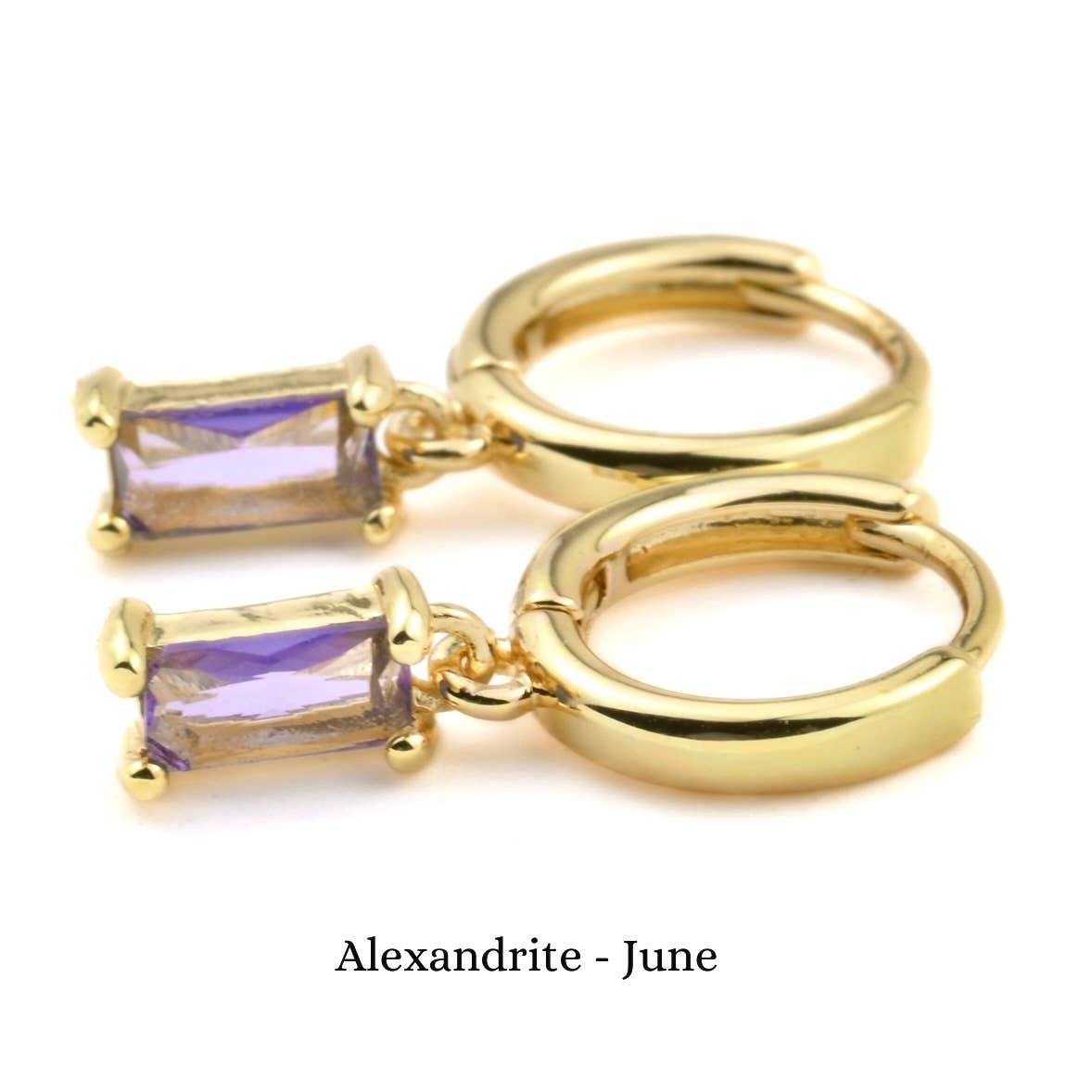 Blueyejewelry - Wholesale Huggie Earrings - Baguette Birthstone Hoops - Rectangle Stone Hoop Earrings13