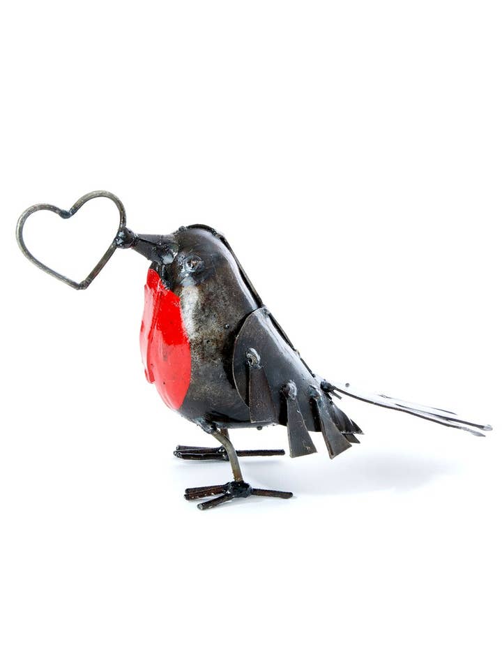 Recycled Metal Robin with Open Heart - Valentine's Day Gifts for wholesale by Swahili | AFRICAN MODERN