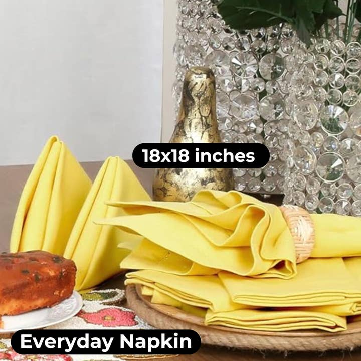 Cotton Cloth Dinner Napkins 18x18" Sand yellow - Set of 12 for wholesale on Faire