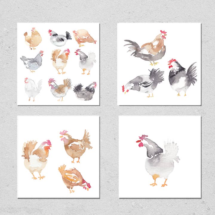 Chicken Coop Card Set | Watercolor Card Set for wholesale by Maria DeVito Palmer Designs LLC