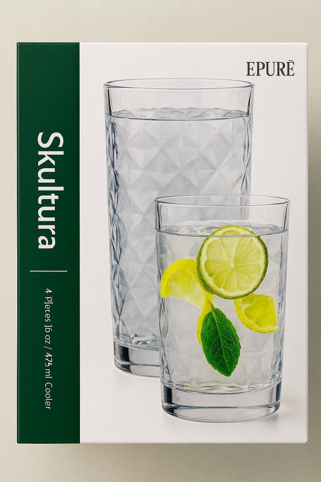 Krediz – wholesale Drinking glass/cup – EPURÉ Skultura 16 oz. Cooler Glasses – Set of 42