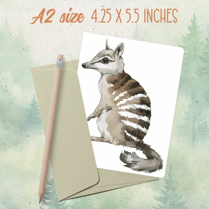 Carte de vœux numbat faite à la main pour la vente par Soul Familiar