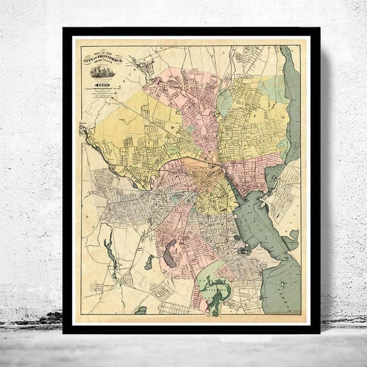 Old Map of Providence 1899 Rhode Island Vintage Map | Vintage Map Wall Art Print por atacado de OldCityPrints - Old Maps and Posters