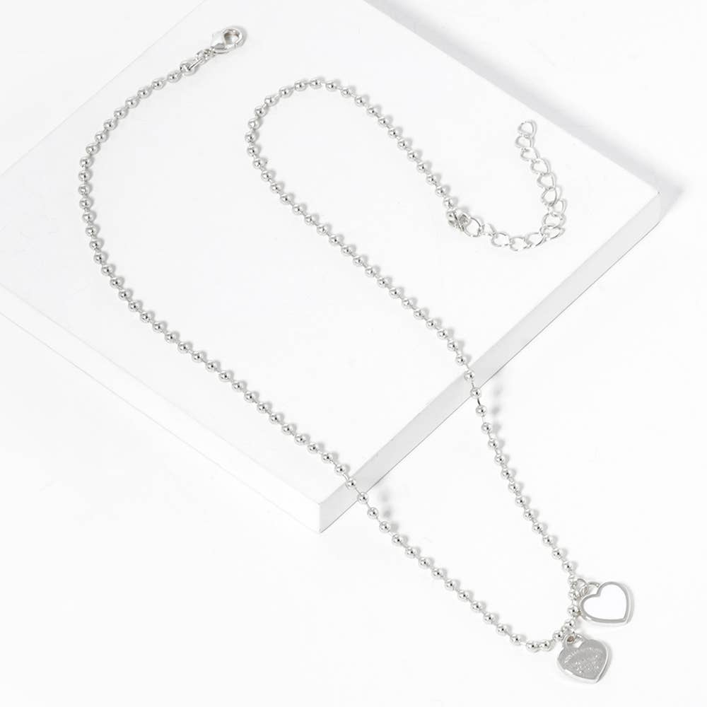 Sensibling Corp. – wholesale Pendant/charm necklace – Gold Dipped Double Heart Pendant Bubble Chain Necklace
24