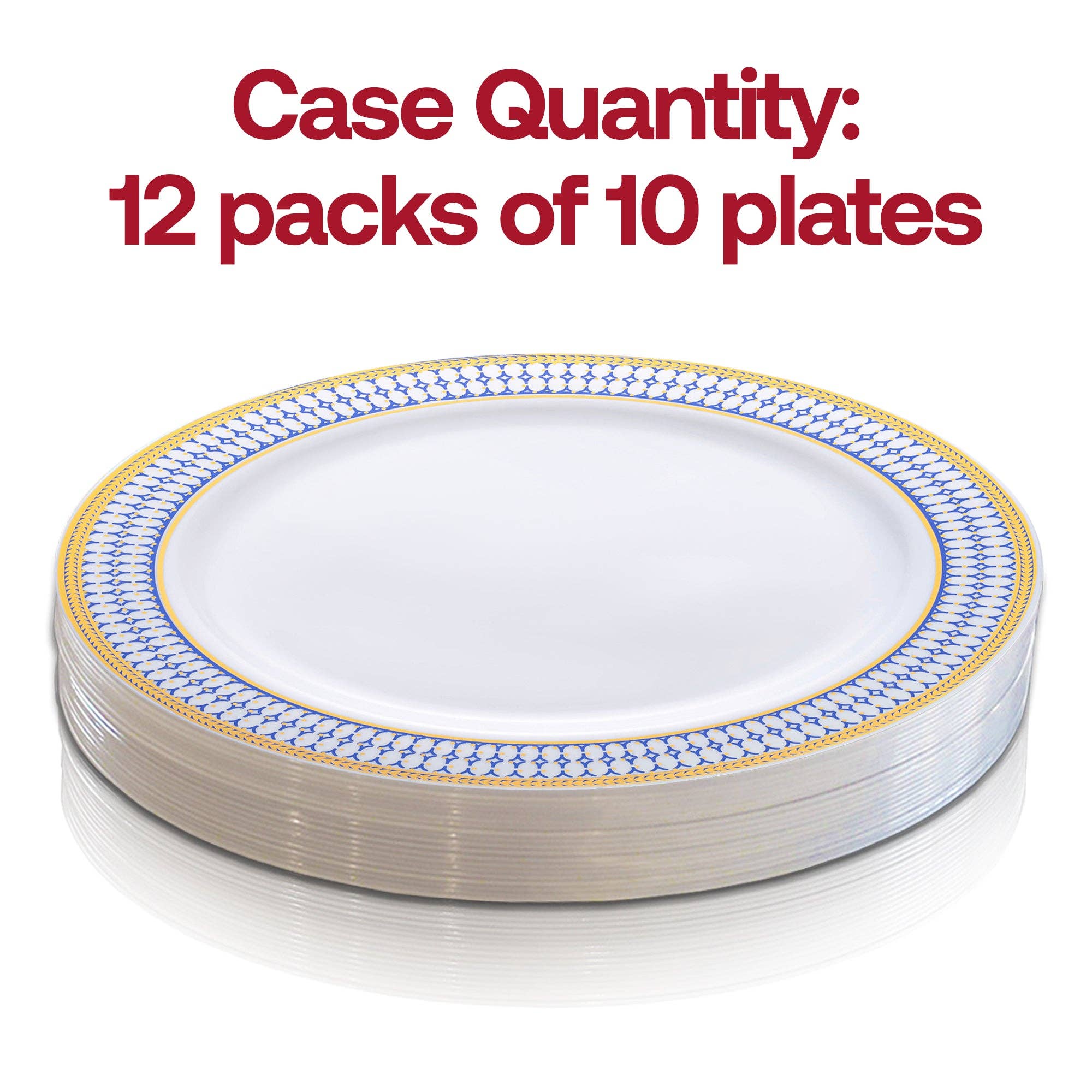 Smarty had a Party - Wholesale Disposable Plate - 10.25" White/Blue Gold Rim Plastic Dinner Plates - 120 pcs3