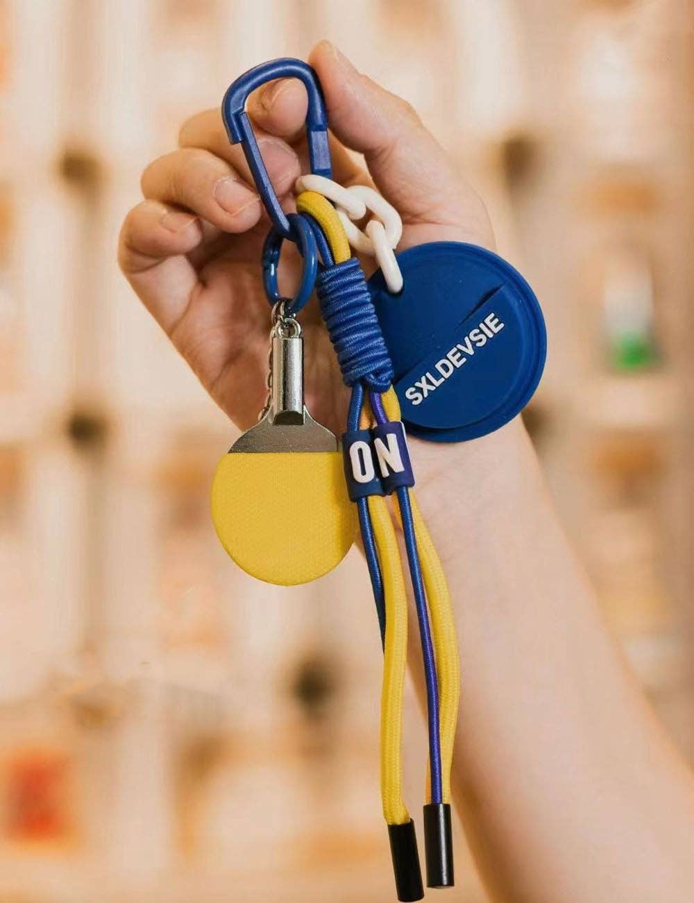 Blue Mini Table Tennis Racket Rope Braided Keychain DP25E499 for wholesale on Faire0