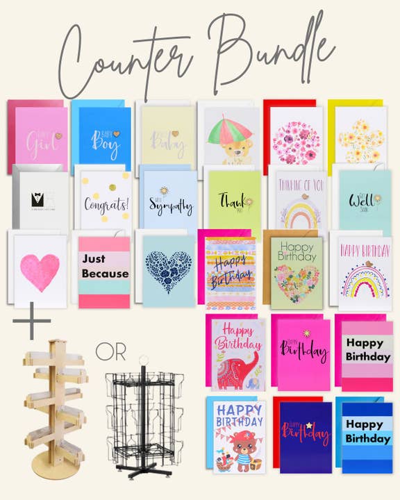 144 Greeting Cards + Counter Display. Bundle & Save for wholesale by Lil's Cards