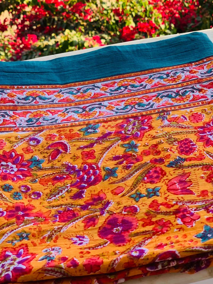 Sarong - Pareo - block print cotton shawl new collection for wholesale by Aurobelle Ibiza