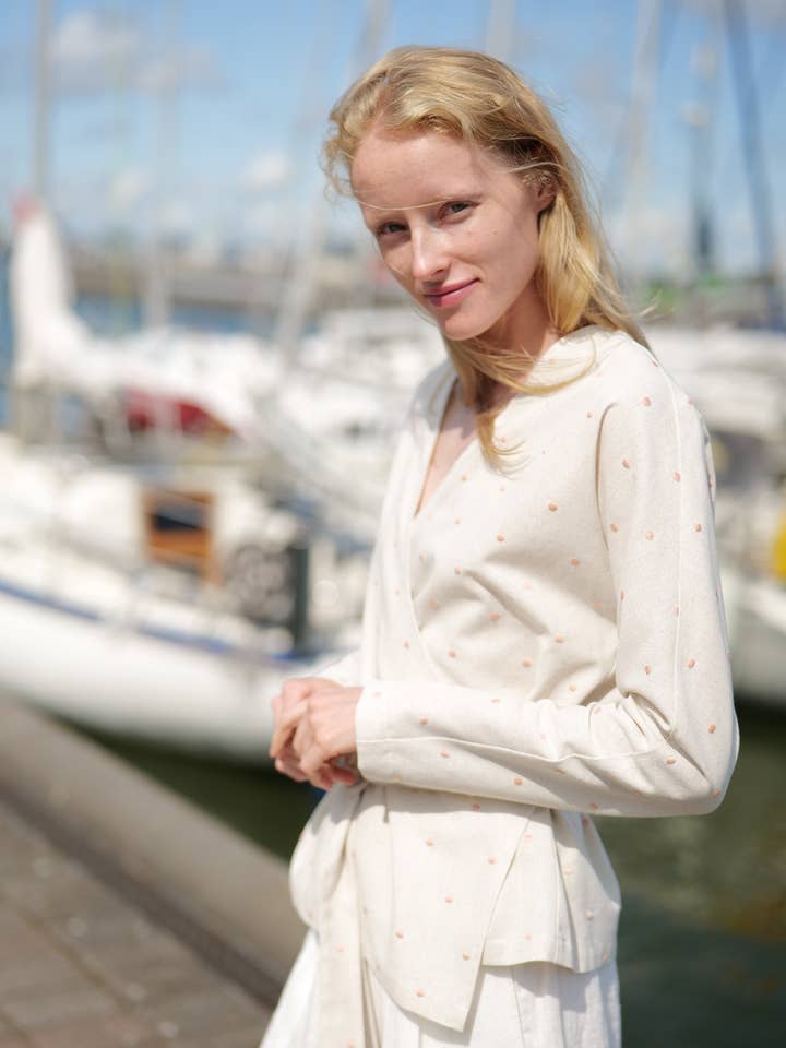 Polka Dot Wrap Blouse Lambada for wholesale by Epic Linen