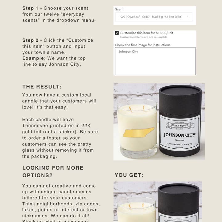 Tennessee 11oz Soy Custom Candle - Everyday Scents for wholesale by Clark & June Candle Co.