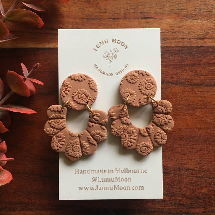Lumu Moon Handmade Designs - Wholesale Stud/post earrings - Sunflower Basic Frill Floral Earrings5