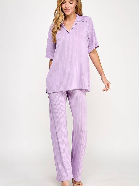 Solid rib knit set for wholesale by Lemon Tree