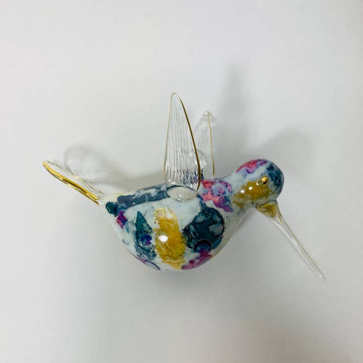 Dandarah (Ships from USA) - Wholesale Ornament - Blown Glass Ornament - Hummingbird: Multi / Blue2