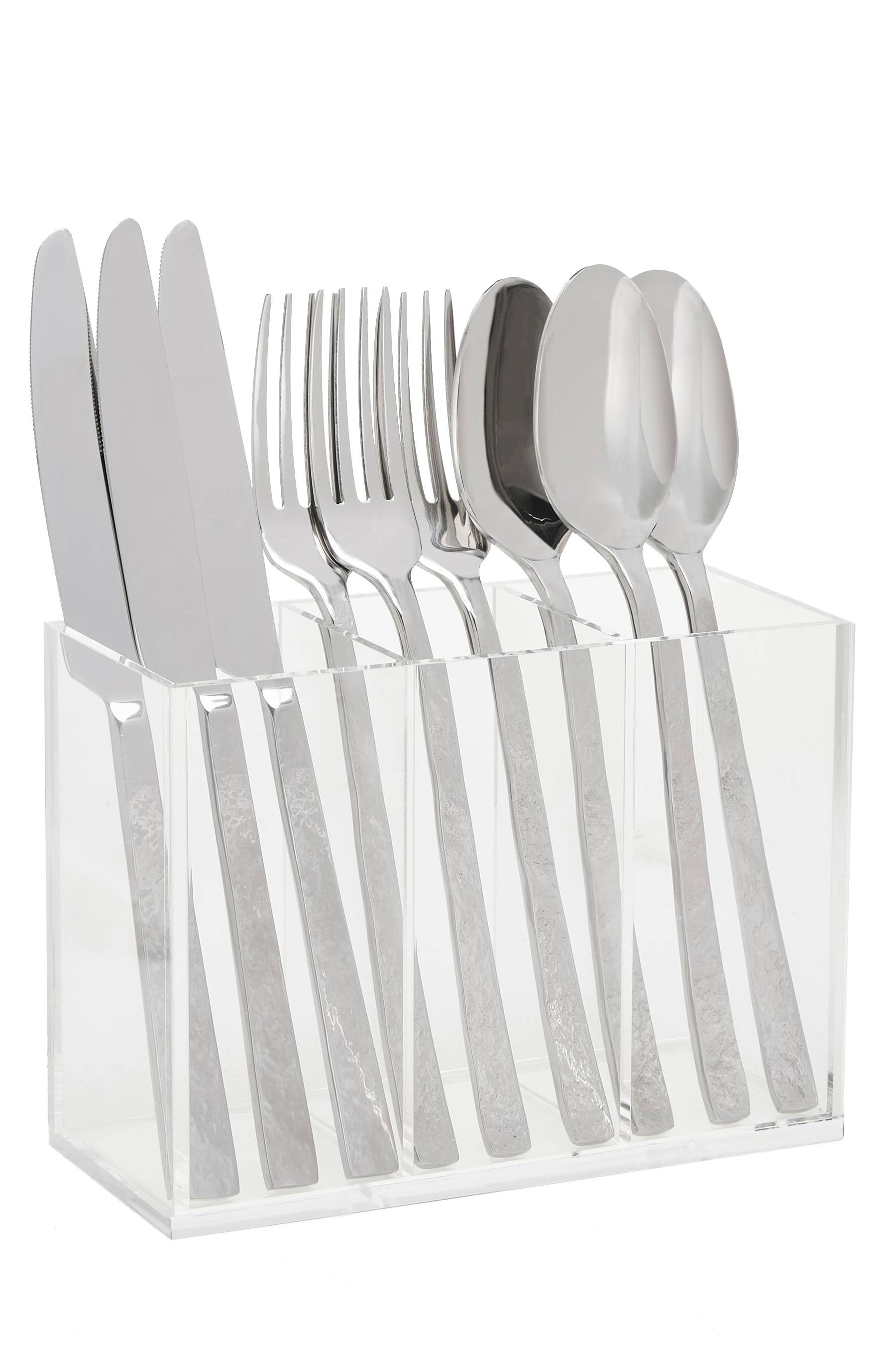 Krifts Products - Wholesale Flatware Caddy - 3 Section Acrylic Slim Flatware Caddy3
