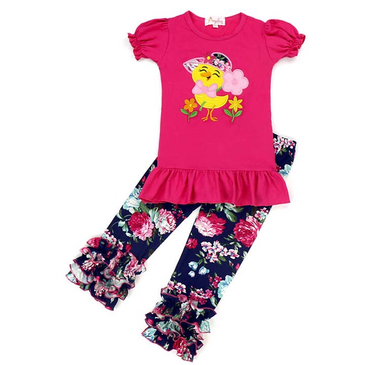 CLEARANCE Baby Piger Påskehare Fuchsia Navy Outfit for engroshandel hos Amor Babee