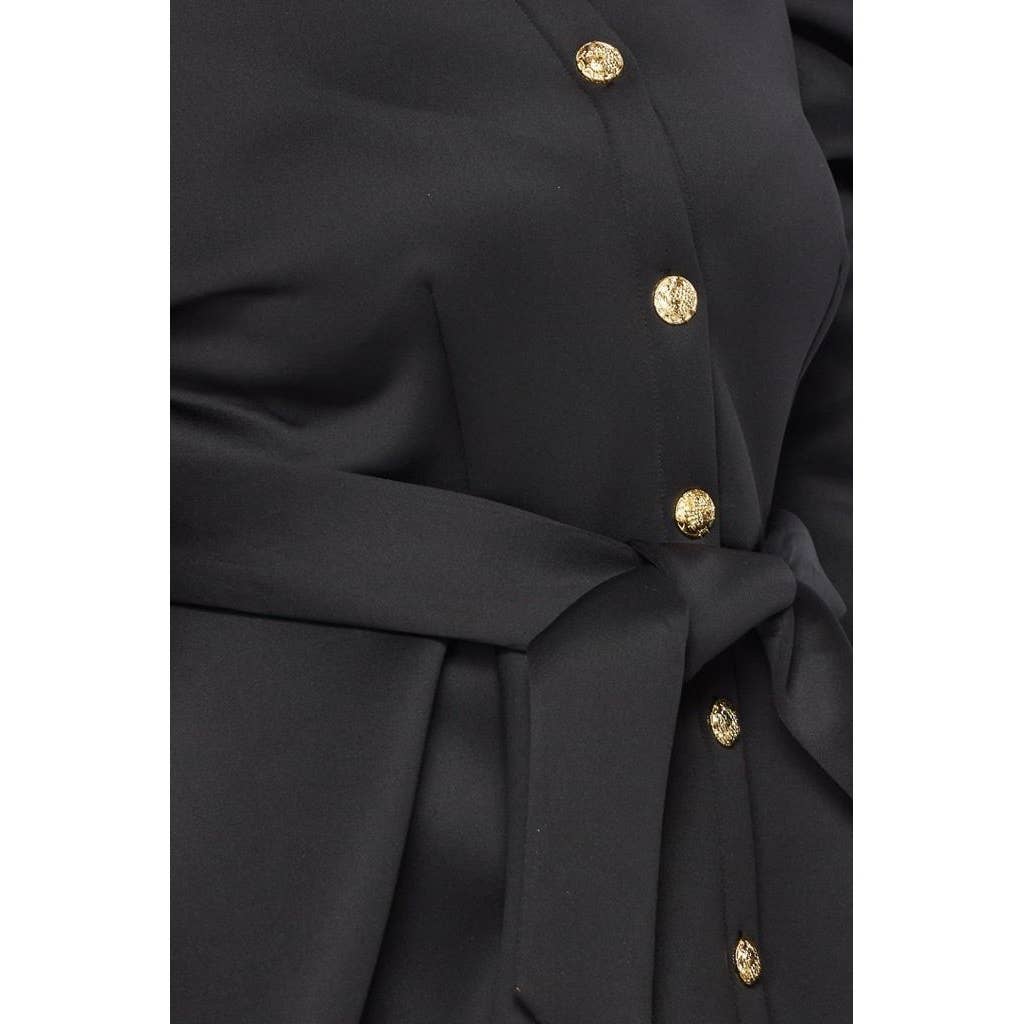 Esmeray Clothing - Vente Robe – femme - Robes mi-longues boutonnées à manches bouffantes Plus3