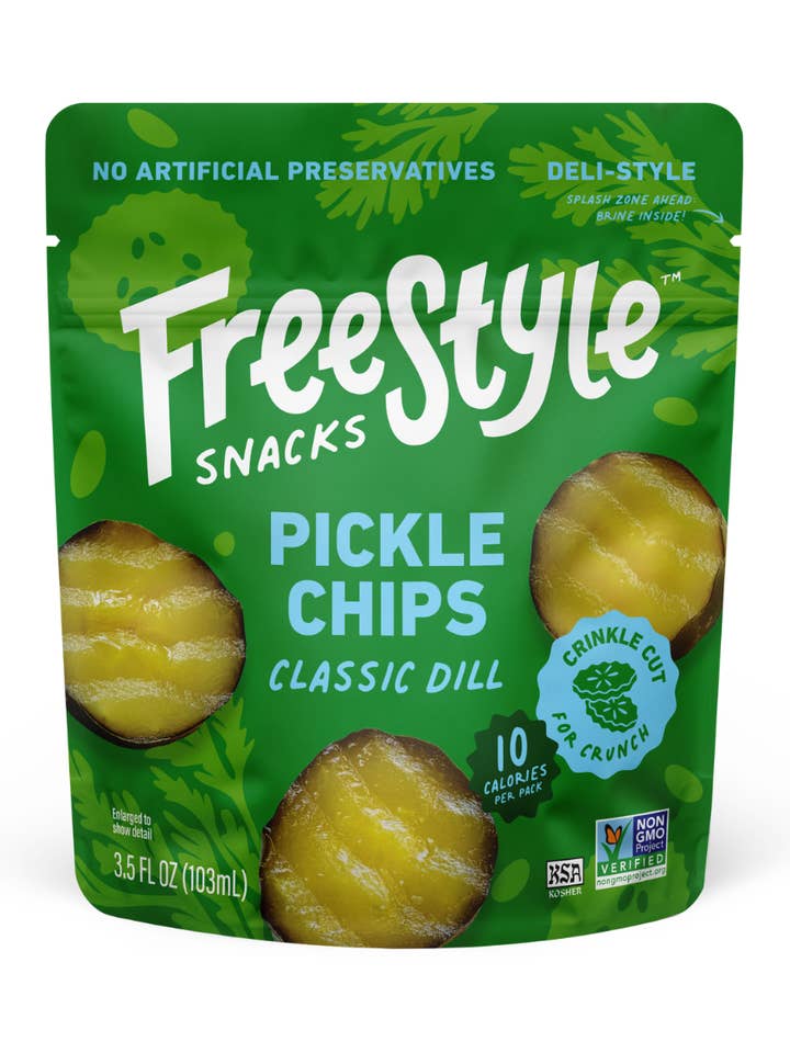 Classic Dill Pickle Chips (6 Pack) for wholesale by Freestyle Snacks