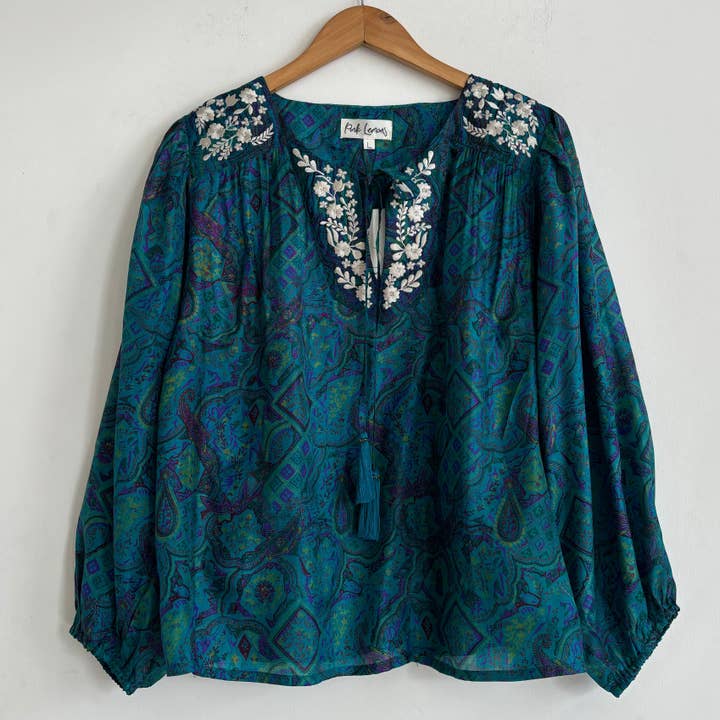 Lolita Embroidered Silk Blouse 113 - L for wholesale by Pink Lemons Ltd