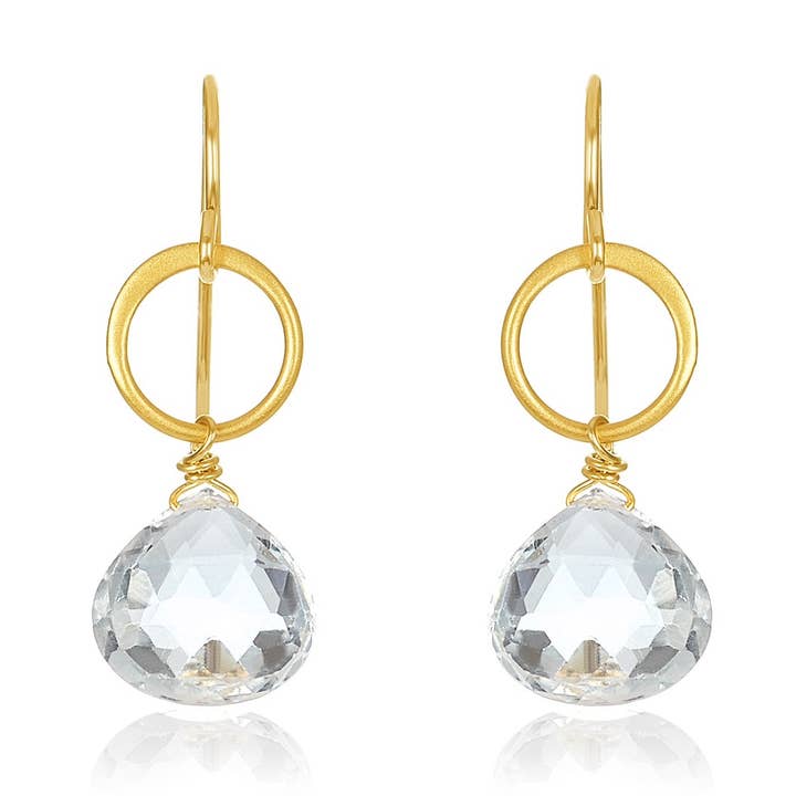 Blue Moon Gem Earrings White Topaz for wholesale by Mabel Chong