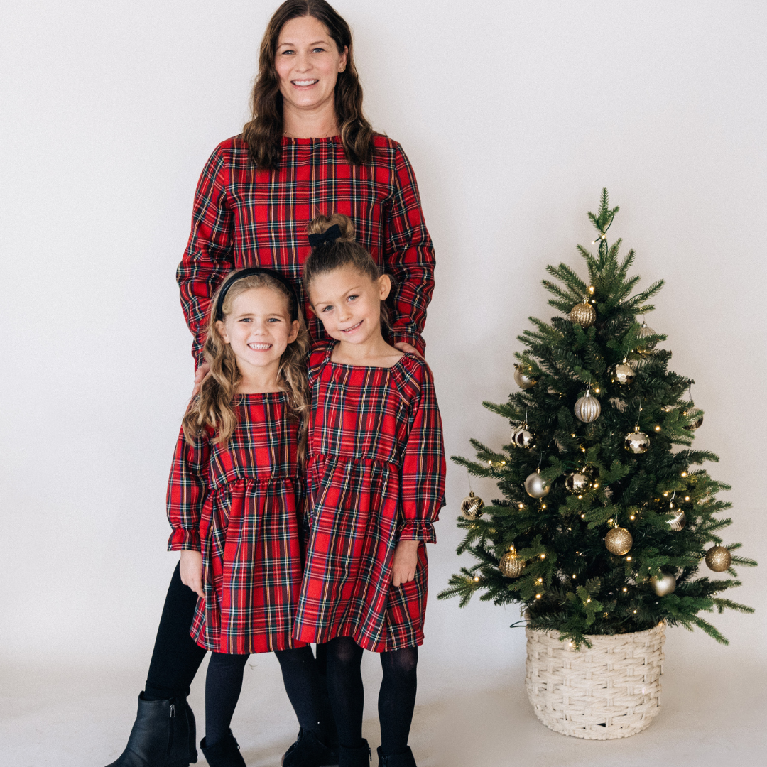 HAHA MAMA Clothing - Vente Robe – femme - Robe de Noël à carreaux en tartan rouge pour maman et moi - Femmes10
