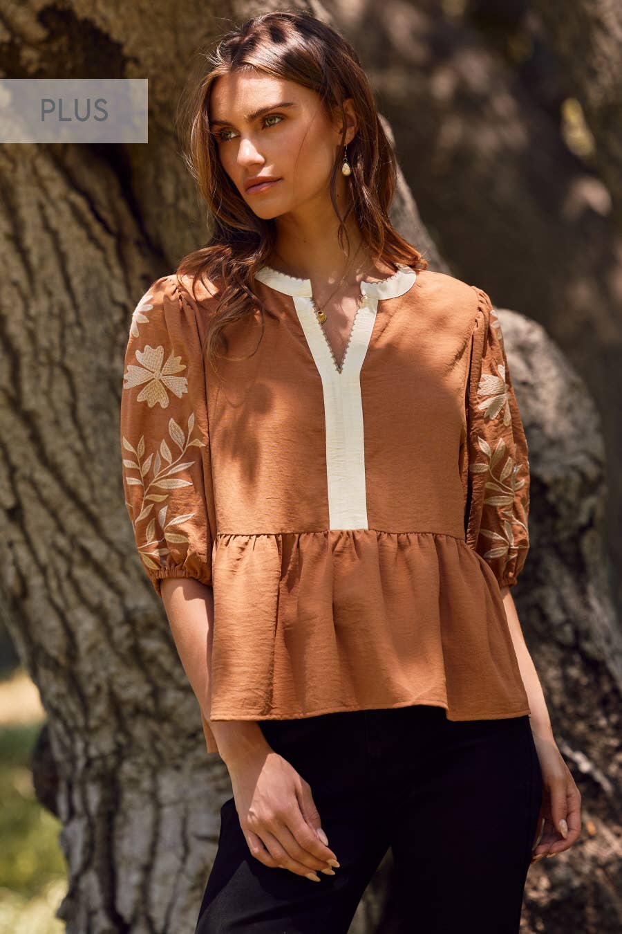 Oddi - Wholesale Blouse - Women's - Plus Solid Airflow Peplum Blouse 3