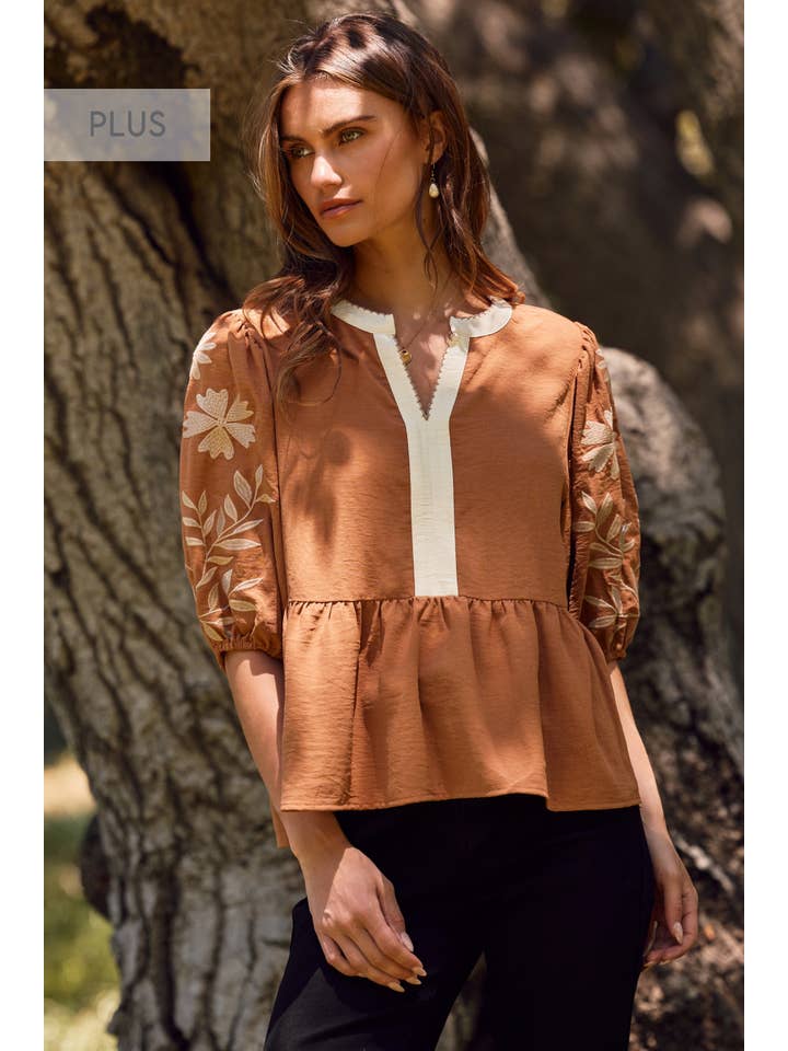 Oddi - Wholesale Blouse - Women's - Plus Solid Airflow Peplum Blouse 3